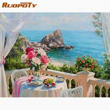 RUOPOTY 60x75cm Framed Painting By Numbers Handmade DIY Gift Beautiful Holiday Village Scenery Paint Kits Home Living Room Craft 2024 - buy cheap