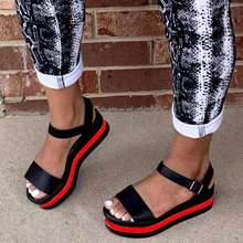 Summer Women Flat Sandals Mixed Colors Wedges Sandals Platform Women Shoes 2021 Ankle Strap Casual Light Beach Woman Shoes 2024 - buy cheap