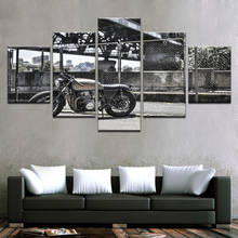 Impresión en lienzo HD para decoración del hogar, cuadro Modular en color blanco y negro para pared, arte de Motor y carretera, 5 piezas 2024 - compra barato