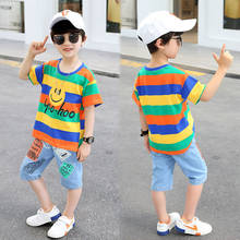 Sport Suits Teenage Summer Boys Clothing Sets Short Sleeve T Shirt + Jeans Casual 3 5 7 9 10 12 13 Years Child Boy Clothes 2024 - buy cheap