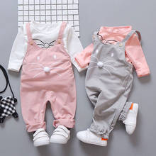 Комплекты одежды для новорожденных девочек, модный Весенний костюм, комплект из футболки и брюк, уличная одежда для маленьких девочек, спортивный костюм, комплект одежды 2024 - купить недорого
