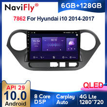 Автомобильный мультимедийный плеер, 6 + 128 ГБ, QLED, Carplay, Android 10, радио, GPS, RDS, для Hyundai Grand I10 2013 2014 2015 2016 2024 - купить недорого
