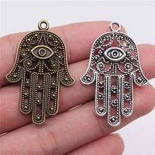 8pcs Charms Death Eye Hamsa Palm Fatima Hand 36x25mm Antique Making Pendant Fit Vintage DIY For Jewelry 2024 - buy cheap