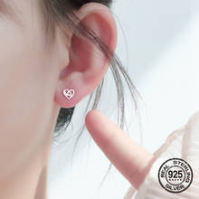 S925 Silver Needle Earrings For Women Heart-Shaped Simple Fashion Retro Design Korea Temperament Female Wedding Jewelry INEFFA 2024 - buy cheap
