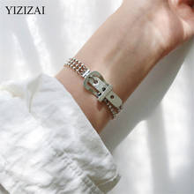 YIZIZAI-pulsera con hebilla de cinturón para mujer, brazalete de cadena Harajuku para hombre y mujer, joyería, regalo de San Valentín, 2020 2024 - compra barato