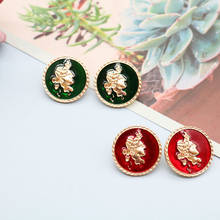 Regular Stud Earrings Red Green Oil Painting People Avatars Personality Retro Geometry Enamel Jewelry 2024 - buy cheap