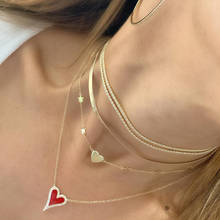 Collar con colgante en forma de corazón para mujer y niña, joyería de boda con abalorio bonito, micro pavé brillante, blanco, rojo y negro 2024 - compra barato