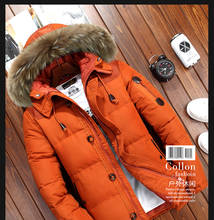 Inverno grande genuína pele capuz pato para baixo jaquetas dos homens quente de alta qualidade para baixo casacos masculino casual inverno outerwer puffer jaqueta JK-633 2024 - compre barato