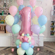 Globos de látex para decoración de fiestas, Globos de números de papel de aluminio rosa de 40 pulgadas, macarrón, de helio para primer cumpleaños, 63 Uds. 2024 - compra barato