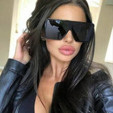 black Oversized Flat Top sun glasses for woman 2019 Big Square Gradient women's sunglasses Fashion Brand Shades Oculos Unisex 2024 - buy cheap