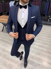 Traje de tres piezas para hombre, traje ajustado hecho a medida, traje de boda de un botón para hombre (chaqueta + chaleco, pantalones), novedad de 2021 2024 - compra barato