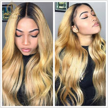 Nabeauty  Ombre Honey Blonde 360 Lace Front Wig Body Wave Peruvian Wig Colored 13x6 Lace Front Human Hair Wigs Preplucked 180 2024 - buy cheap