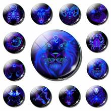 Twelve Constellations Fridge Magnets 12 Zodiac Signs Blue Glass Gemstone Magnetic Stickers Magnets for Refrigerators for Home 2024 - buy cheap