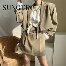 Sungtin-Conjunto de Chaqueta corta para mujer, minifalda y Tops de oficina, moda coreana, novedad 2024 - compra barato