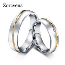 KOtik 2022 New Fashion Wedding rings for couples stainless steel ring with AAA+ CZ stone jewelry never fade 2024 - buy cheap