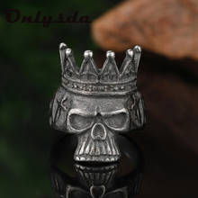 Anel gótico vintage 316l de aço inoxidável, joia legal de alta qualidade com coroa e caveira 2024 - compre barato