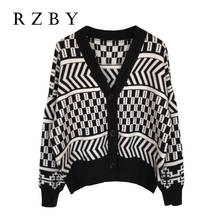 RZBY 2020 осенне-зимний новый женский свободный корейский плотный короткий свитер кардиган трендовая вязаная куртка 2024 - купить недорого