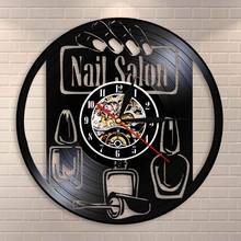 Manicure Wall Clock Nail Beauty Salon Studio Wall Decor Nail Polish Vinyl Record Wall Clock Vintage Cosmetologist Stylist Gift 2024 - buy cheap