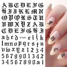 12 шт./компл. наклейки для ногтей 3D Алфавит Дизайн водные переводные наклейки для ногтей маникюр сделай сам украшение для ногтей Фольга для ногтей 2024 - купить недорого
