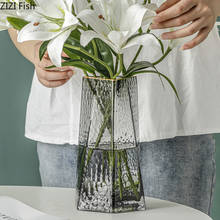 European Luxury Gold Painted Glass Vase Creative Triangle Mouth Hammer Bottle Living Room Flowers Flower Arrangement Family Vase 2024 - buy cheap