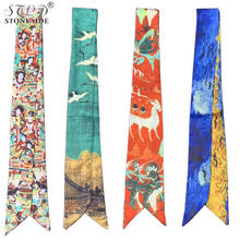 Designer New Twill Silk Women Scarf Luxury Hair Scarf Chinese Style Print Neck Scarves Handle Bag Ribbons Female Hand Scarf 2024 - buy cheap