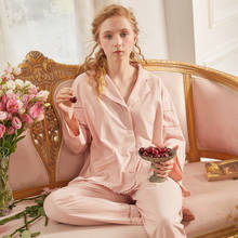 Pijama de manga larga para mujer, ropa de dormir de algodón, primavera y otoño 2024 - compra barato