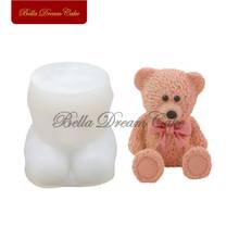 3D Toy Bowknot Bear Silicone Mold Fondant Cake Border Moulds Chocolate Mould Cake Decorating Tools Kitchen Baking Accessories 2024 - купить недорого