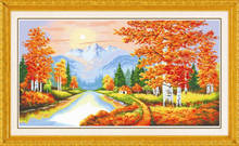 DIY Cross Stitch Kit, Needlework,Set For Embroidery Full Cross-Stitching Cotton & Silk Thread Living Room Maple Forest Landscape 2024 - buy cheap