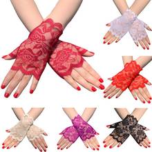 Short Women's Lace Gloves Floral Gloves Fingerless Gloves Sun Protection Gloves for Wedding Party guantes fiesta mujer ST254 2024 - buy cheap