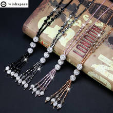 Wishspace Korean popular crystal tassel sweater necklace fashion women long necklace jewelry wholesale new year gift 2024 - buy cheap