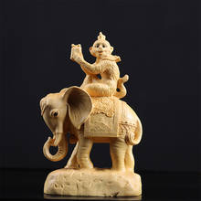Boxwood-escultura de mono y elefante, Estatua de la riqueza de madera de la suerte, Feng Shui rico, decoración del hogar, 13cm 2024 - compra barato