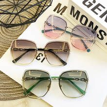 QPeClou-gafas de sol sin montura de lujo para mujer, anteojos de sol femeninos de gran tamaño, a la moda, con gradiente de Marco grande, estilo Vintage de Metal, 2020 2024 - compra barato