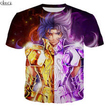Cloocl camiseta estampa 3d dos cavaleiros do zodíaco, camiseta cosplay masculina e feminina casual de manga curta fashion tops0001 2024 - compre barato