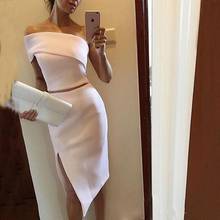 New Two pieces Knee Length Prom Dress Cheap white one shoulder Women Formal Evening Gowns Cocktail Dresses Custom Made 2024 - buy cheap