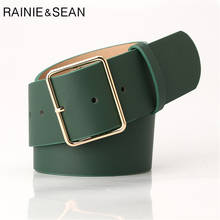 RAINIE SEAN Army Green Women Belt Ladies Waist Belt for Trousers Casual Buckle Pu Leather Wide Belt Women Accessories 104cm 2024 - buy cheap