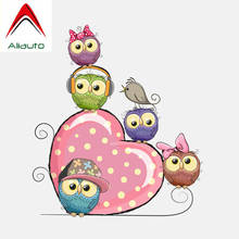 Aliauto Cartoon Car Stickers Lovely Pink Heart Shape & Little Owls Accessories Vinyl Decal for Bmw E46 Smart Fortwo,17cm*15cm 2024 - купить недорого