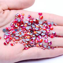 Strass com traseira plana e cores ab, cristais redondos, pedras de vidro em ferro, para arte de unhas, sapatos, apliques, joias 2024 - compre barato