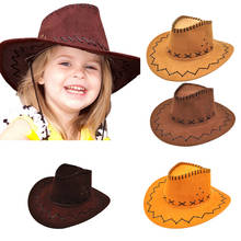 Новое поступление, кепка, детская модная ковбойская шляпа для мальчиков и девочек, Вечерние кожаные костюмы сомбреро, шляпы из коровьей кожи, кепки, ковбойские шляпы 2024 - купить недорого