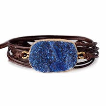 Pulsera de la amistad con diseño de Druzy largo, brazalete de la amistad de color dorado Natural, hecho a mano, envío directo 2024 - compra barato