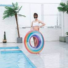 Boia de natação inflável com gradiente, boia aquática de sereia para piscina, brinquedo colorido de arco-íris para adultos e mulheres, festas de fim de ano e 70cm 2024 - compre barato