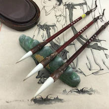 Pincel de caligrafia chinesa com calibre retrô weasel e cabelo lanudo, pincel para caligrafia, pintura regular, escrita de palito 2024 - compre barato