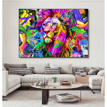 Abstract Psychedelic Lion Cat Canvas Painting Posters and Prints Colorful Animals Wall Art Pictures for Living Room Decor 2024 - buy cheap