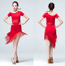 2020 New Fashion Sexy Tassel Latin Dance Skirt Women Sleeve Profession Tango Rumba Flamengo Ballroom Dance Dress Women Costumes 2024 - buy cheap