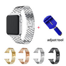 Ремешок из нержавеющей стали для Apple Watch Band 42 мм 38 мм 40 мм 44 мм, звеньевой браслет для наручных часов iwatch Series SE 6 5 4 3, аксессуары 2024 - купить недорого