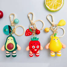 Cute Cartoon Epoxy Fruit Family keychain Fashion Strawberry orange lemon apple avocado doll key chain bag backpack Decoration 2024 - buy cheap
