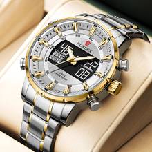 LIGE часы для мужчин люксовый бренд Спортивные кварцевые наручные часы водонепроницаемые военные цифровые часы Стальные мужские часы Relogio Masculino 2024 - купить недорого