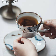 KINGLANG NEW Japanese Handmade Coffee Mug Saucer Set  Couple Breakfast Cup 150ml Teacups 2024 - buy cheap