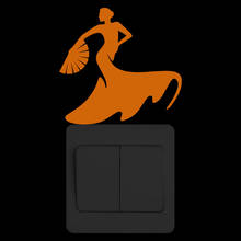Виниловый стикер для переключателя Flamenco Dance, мультяшный женский танцовщиц, светится в темноте, настенные наклейки для детской комнаты, спальни, домашнего декора 2024 - купить недорого