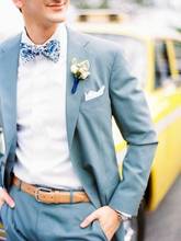 Custome homme ternos masculinos azuis, 2 peças, novo terno formal masculino para casamento, jaqueta + calça 2024 - compre barato
