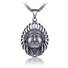 vintage hip hop Indian chief avatar pendant necklace men cadena hombre Box chain punk gothic stainless steel jewelry naszyjnik 2024 - buy cheap